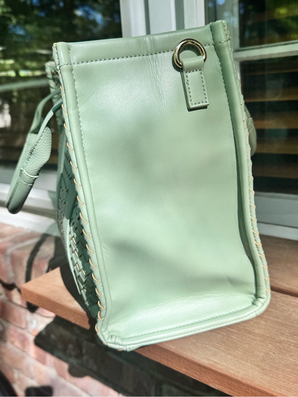 Ello Mint Woven Vegan Leather Tote Set | Wallet + Strap + Heart Charm | NWT - Picture 4 of 12